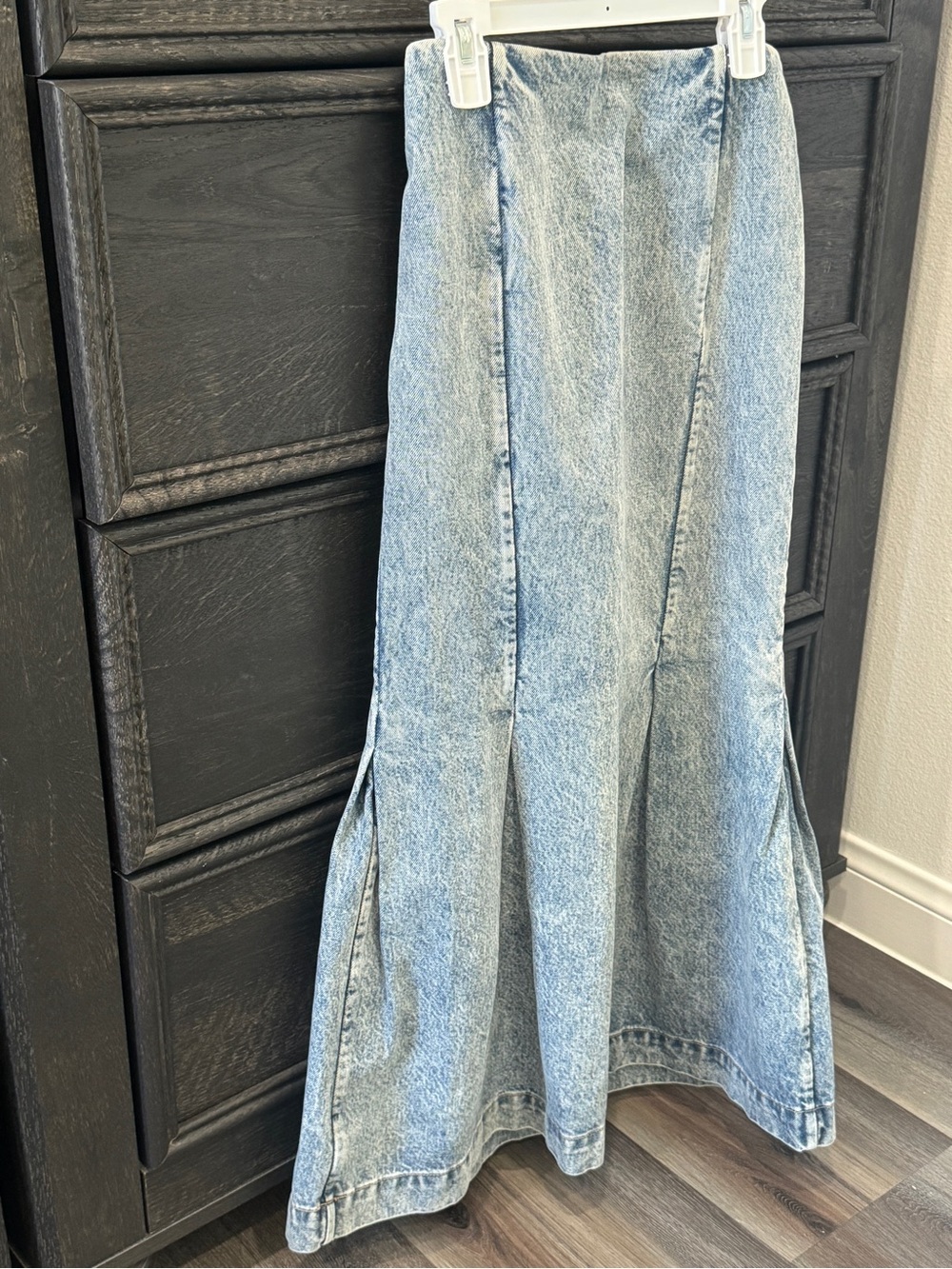 KHAITE Light Blue Denim Flared Skirt